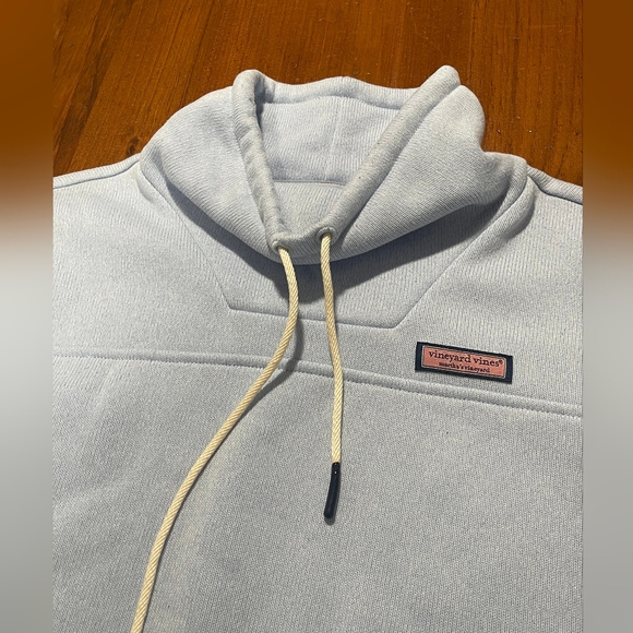 Vineyard Vines Womens Light Baby Sky Blue Mock Cowl Turtle Neck Pullover Sweater - Picture 3 of 4